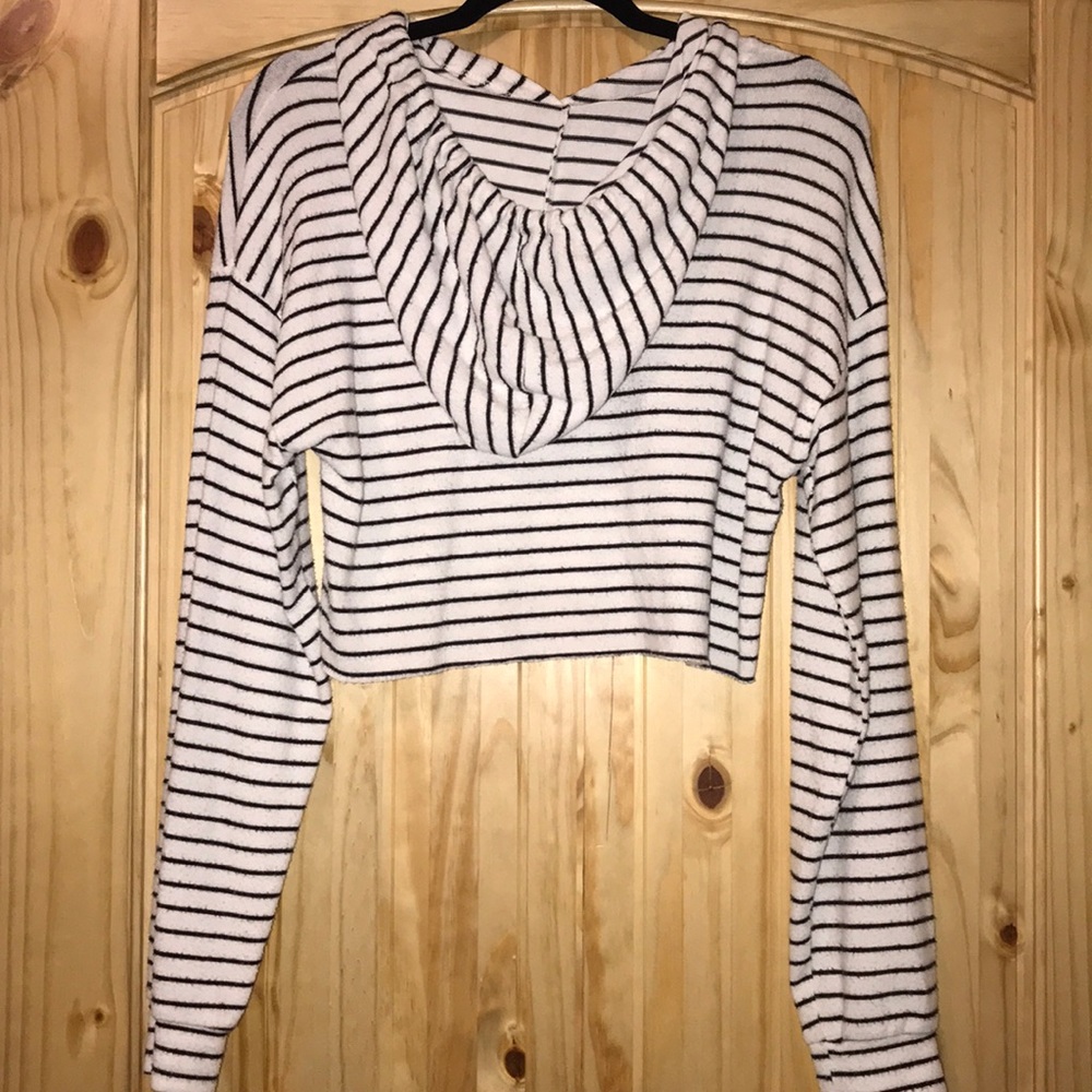 California stitch striped cropped hoodie - Picture 4 of 5